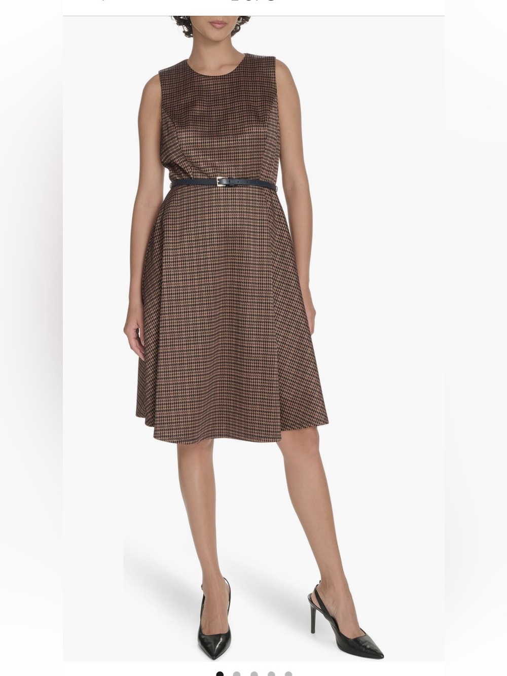 NWT Tommy Hilfiger Brown and Black Houndstooth Sleeveless Fit & Flare Dress